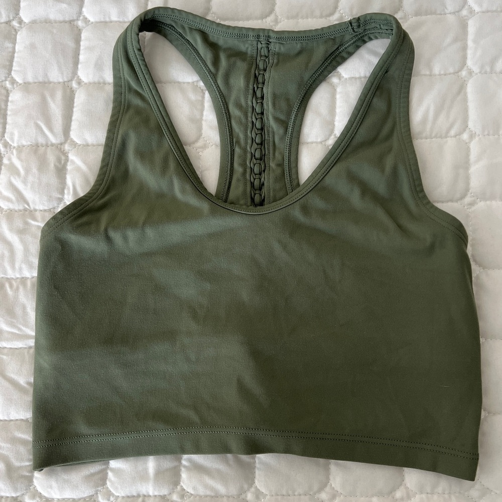 Offline by Aerie Recharge XS Army Green Long Workout Comfy Soft Sports Bra